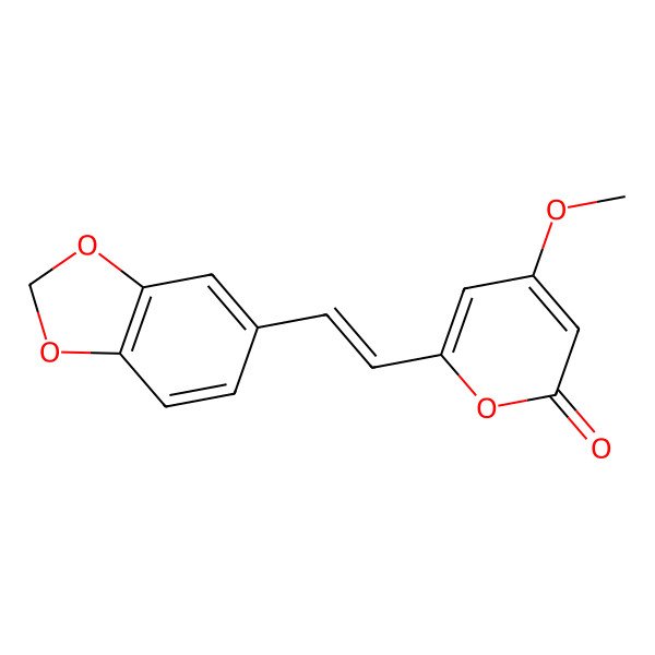 2D Structure of 6-[(E)-2-(1,3-benzodioxol-5-yl)vinyl]-4-methoxy-pyran-2-one