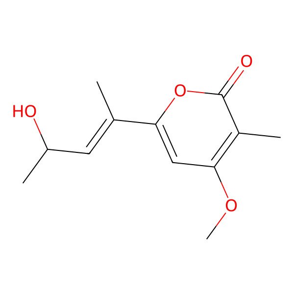 2D Structure of 6-[(E,4S)-4-hydroxypent-2-en-2-yl]-4-methoxy-3-methylpyran-2-one