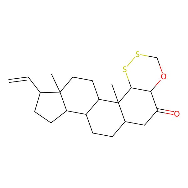 2D Structure of 6-Ethenyl-1,5-dimethyl-17-oxa-19,20-dithiapentacyclo[11.8.0.02,10.05,9.016,21]henicosan-15-one