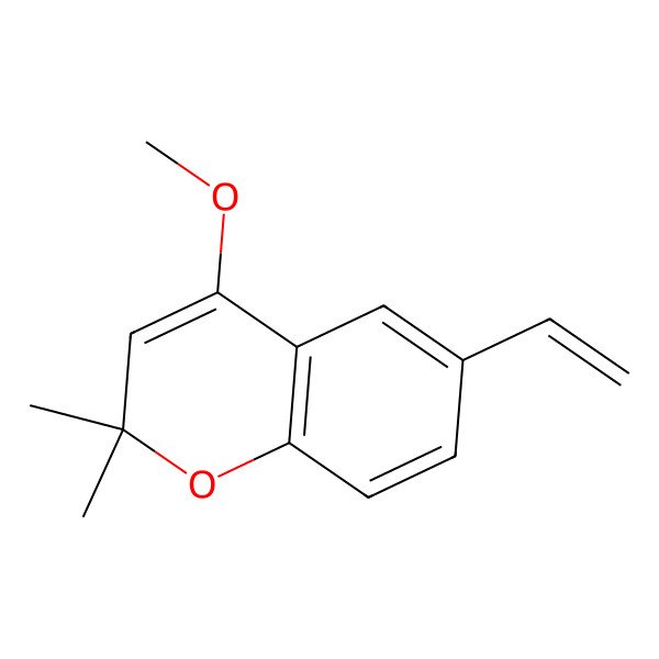 2D Structure of 6-Ethenyl-4-methoxy-2,2-dimethyl-2H-1-benzopyran