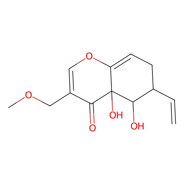 2D Structure of 6-ethenyl-4a,5-dihydroxy-3-(methoxymethyl)-6,7-dihydro-5H-chromen-4-one