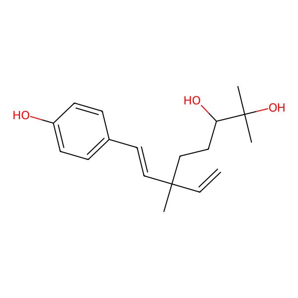 2D Structure of 6-Ethenyl-8-(4-hydroxyphenyl)-2,6-dimethyloct-7-ene-2,3-diol