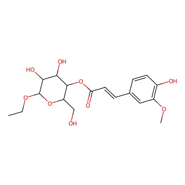 2D Structure of [6-Ethoxy-4,5-dihydroxy-2-(hydroxymethyl)oxan-3-yl] 3-(4-hydroxy-3-methoxyphenyl)prop-2-enoate