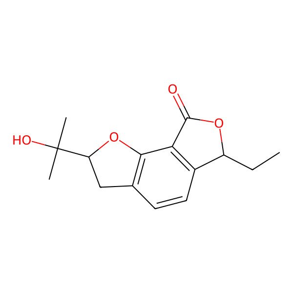 2D Structure of 6-ethyl-2-(2-hydroxypropan-2-yl)-3,6-dihydro-2H-furo[3,4-g][1]benzofuran-8-one