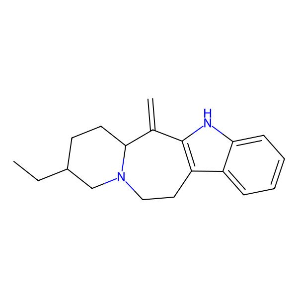 2D Structure of 6-Ethyl-2-methylidene-8,18-diazatetracyclo[9.7.0.03,8.012,17]octadeca-1(11),12,14,16-tetraene