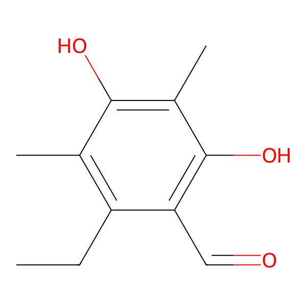 2D Structure of 2-Ethyl-4,6-dihydroxy-3,5-dimethylbenzaldehyde