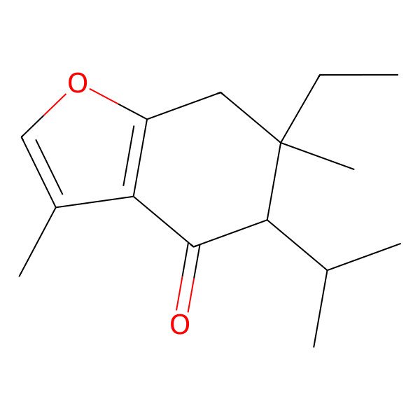 2D Structure of 6-Ethyl-3,6-dimethyl-5-propan-2-yl-5,7-dihydro-1-benzofuran-4-one