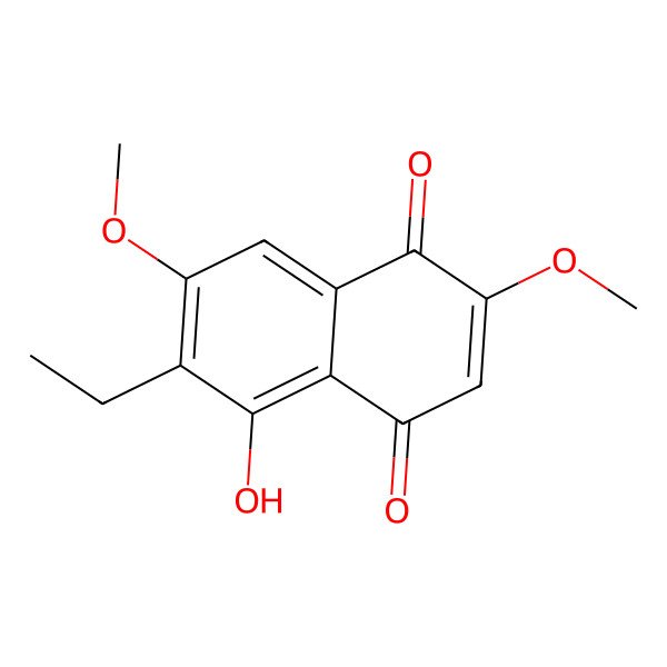 2D Structure of 6-Ethyl-5-hydroxy-2,7-dimethoxynaphthalene-1,4-dione 2D Structure of 6-Ethyl-5-hydroxy-2,7-dimethoxynaphthalene-1,4-dione