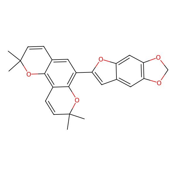 2D Structure of 6-Furo[2,3-f][1,3]benzodioxol-6-yl-2,2,8,8-tetramethylpyrano[2,3-f]chromene