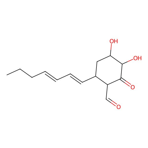 2D Structure of 6-Hepta-1,3-dienyl-3,4-dihydroxy-2-oxocyclohexane-1-carbaldehyde