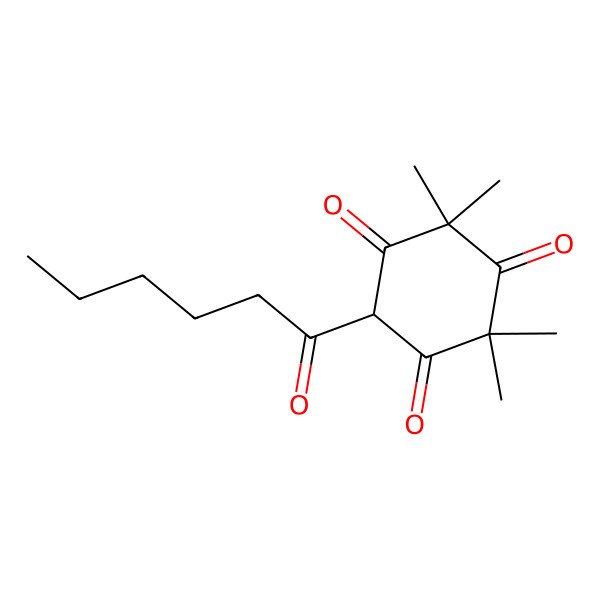2D Structure of 6-Hexanoyl-2,2,4,4-tetramethylcyclohexane-1,3,5-trione