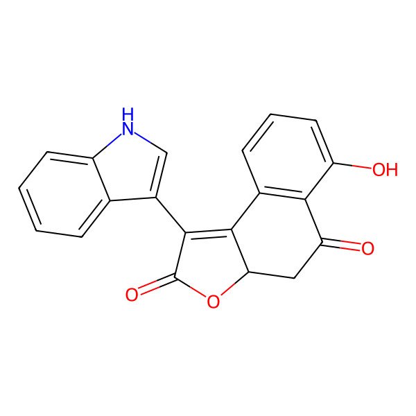 2D Structure of 6-hydroxy-1-(1H-indol-3-yl)-3a,4-dihydrobenzo[e][1]benzofuran-2,5-dione