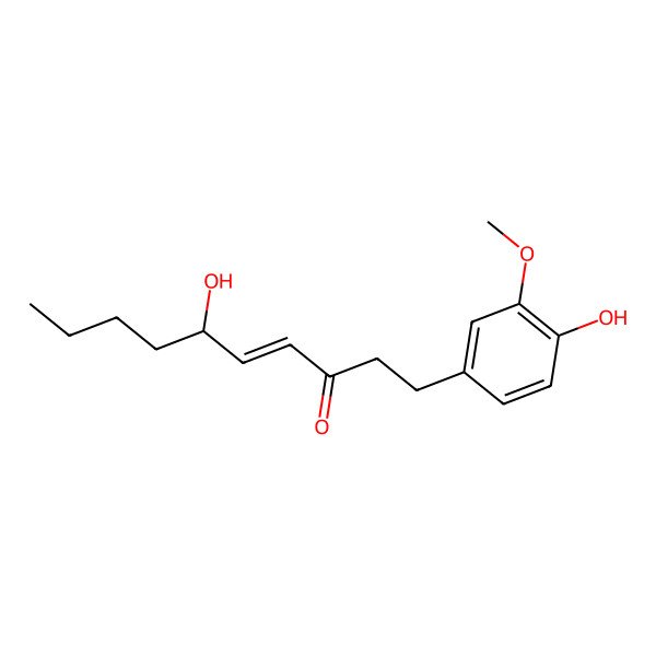 2D Structure of 6-Hydroxy-1-(4-hydroxy-3-methoxyphenyl)dec-4-en-3-one