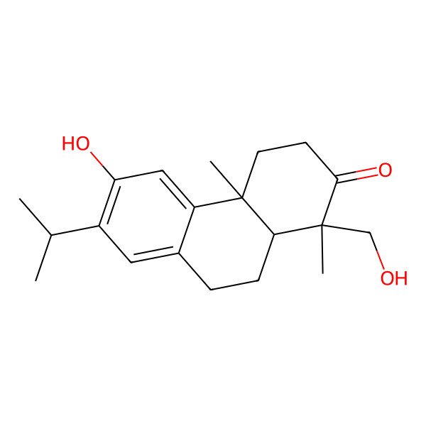 2D Structure of 6-hydroxy-1-(hydroxymethyl)-1,4a-dimethyl-7-propan-2-yl-4,9,10,10a-tetrahydro-3H-phenanthren-2-one 2D Structure of 6-hydroxy-1-(hydroxymethyl)-1,4a-dimethyl-7-propan-2-yl-4,9,10,10a-tetrahydro-3H-phenanthren-2-one