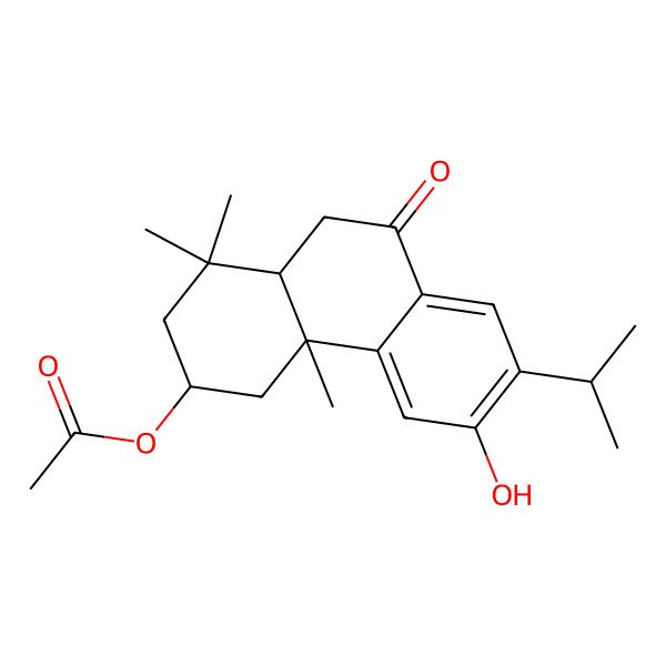 2D Structure of (6-hydroxy-1,1,4a-trimethyl-9-oxo-7-propan-2-yl-3,4,10,10a-tetrahydro-2H-phenanthren-3-yl) acetate