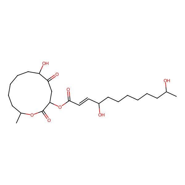 2D Structure of (6-Hydroxy-12-methyl-2,5-dioxo-oxacyclododec-3-yl) 4,11-dihydroxydodec-2-enoate
