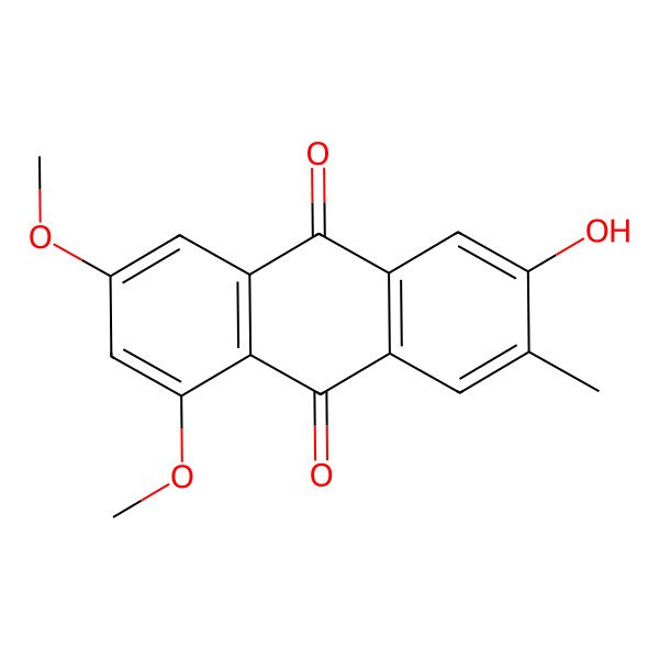 2D Structure of 6-Hydroxy-1,3-dimethoxy-7-methylanthracene-9,10-dione 2D Structure of 6-Hydroxy-1,3-dimethoxy-7-methylanthracene-9,10-dione