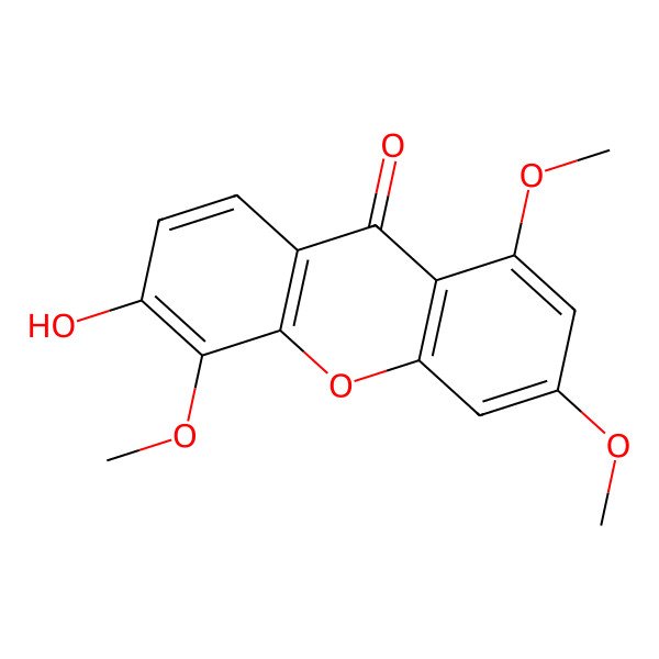 2D Structure of 6-Hydroxy-1,3,5-trimethoxyxanthen-9-one
