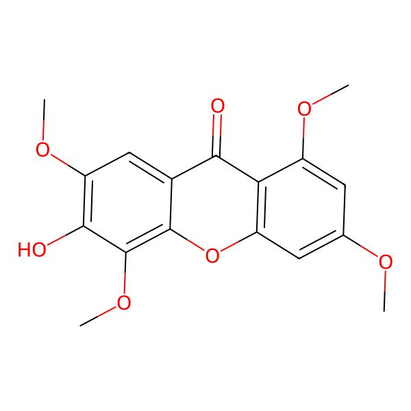 2D Structure of 6-Hydroxy-1,3,5,7-tetramethoxyxanthen-9-one