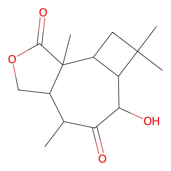 2D Structure of 6-Hydroxy-1,4,4,8-tetramethyl-11-oxatricyclo[7.3.0.02,5]dodecane-7,12-dione