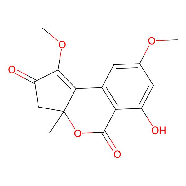 2D Structure of 6-hydroxy-1,8-dimethoxy-3a-methyl-3H-cyclopenta[c]isochromene-2,5-dione