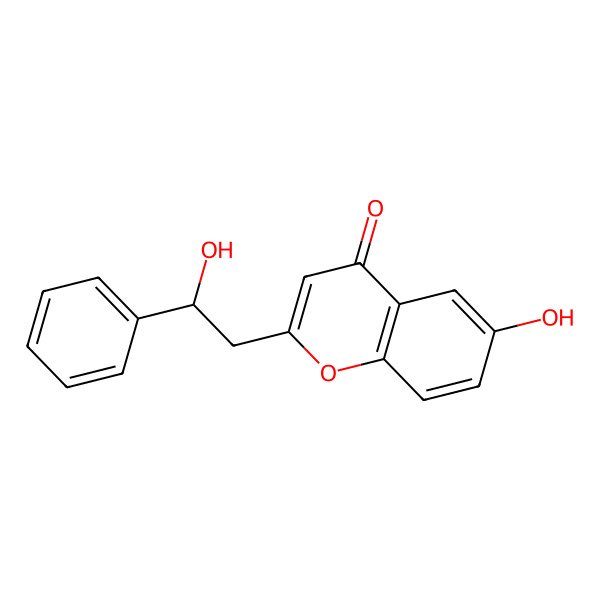 2D Structure of 6-hydroxy-2-[(2R)-2-hydroxy-2-phenylethyl]chromen-4-one