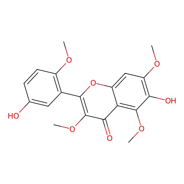 2D Structure of 6-Hydroxy-2-(5-hydroxy-2-methoxyphenyl)-3,5,7-trimethoxychromen-4-one 2D Structure of 6-Hydroxy-2-(5-hydroxy-2-methoxyphenyl)-3,5,7-trimethoxychromen-4-one