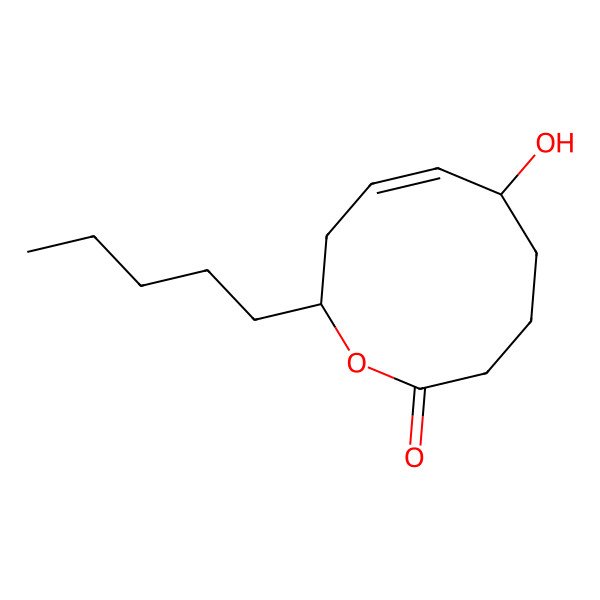 2D Structure of 6-Hydroxy-2-pentyl-2,3,6,7,8,9-hexahydrooxecin-10-one 2D Structure of 6-Hydroxy-2-pentyl-2,3,6,7,8,9-hexahydrooxecin-10-one