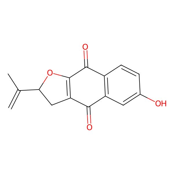 2D Structure of 6-Hydroxy-2-prop-1-en-2-yl-2,3-dihydrobenzo[f][1]benzofuran-4,9-dione