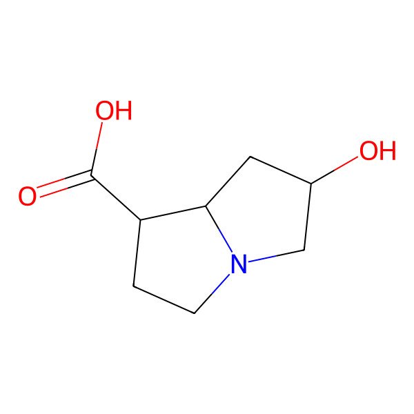 2D Structure of 6-hydroxy-2,3,5,6,7,8-hexahydro-1H-pyrrolizine-1-carboxylic acid