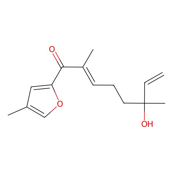 2D Structure of 6-Hydroxy-2,6-dimethyl-1-(4-methylfuran-2-yl)octa-2,7-dien-1-one