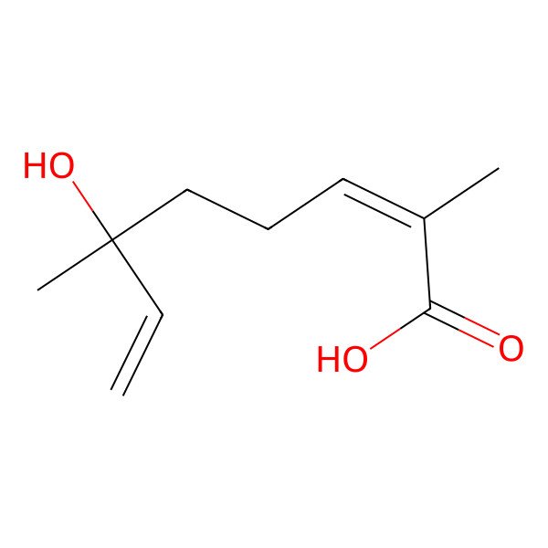 2D Structure of 6-Hydroxy-2,6-dimethyl-2,7-Octadienoic acid