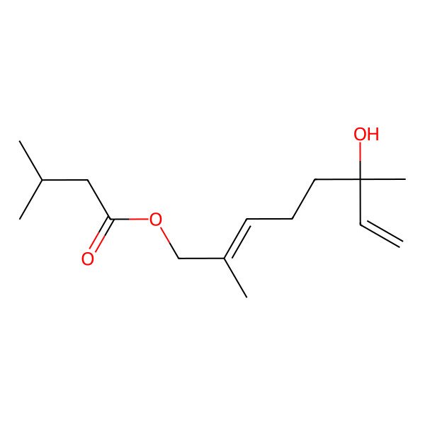 2D Structure of (6-Hydroxy-2,6-dimethylocta-2,7-dienyl) 3-methylbutanoate