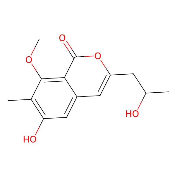 2D Structure of 6-Hydroxy-3-(2-hydroxypropyl)-8-methoxy-7-methylisochromen-1-one
