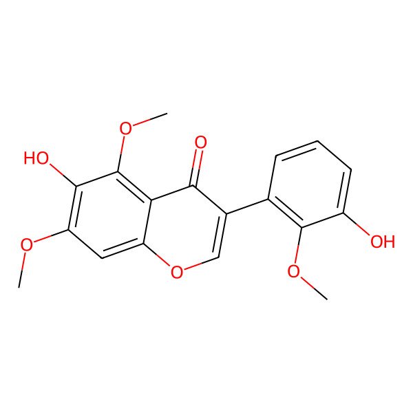 2D Structure of 6-Hydroxy-3-(3-hydroxy-2-methoxyphenyl)-5,7-dimethoxychromen-4-one