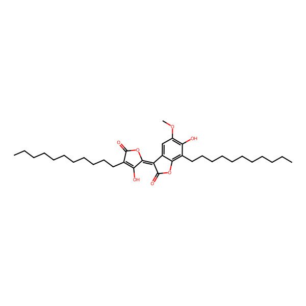 2D Structure of 6-Hydroxy-3-(3-hydroxy-5-oxo-4-undecylfuran-2-ylidene)-5-methoxy-7-undecyl-1-benzofuran-2-one
