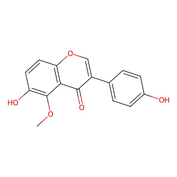 2D Structure of 6-Hydroxy-3-(4-hydroxyphenyl)-5-methoxychromen-4-one