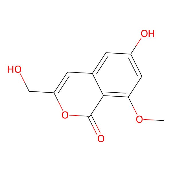 2D Structure of 6-Hydroxy-3-hydroxymethyl-8-methoxyisocoumarin