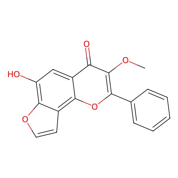 2D Structure of 6-Hydroxy-3-methoxy-2-phenylfuro[2,3-h]chromen-4-one