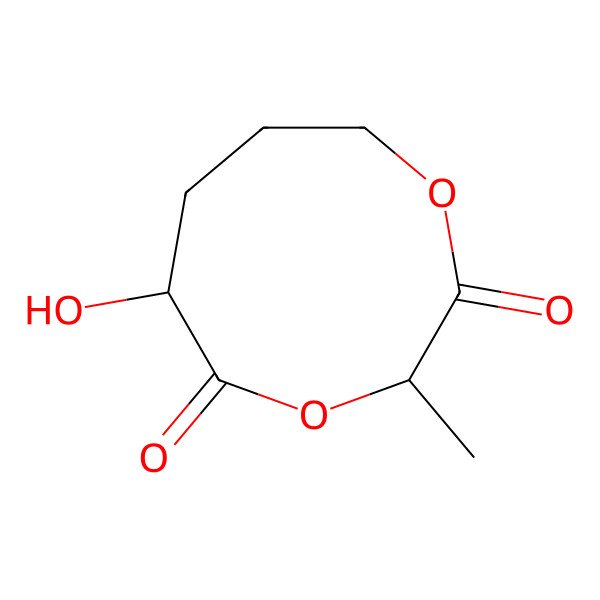 2D Structure of 6-Hydroxy-3-methyl-1,4-dioxonane-2,5-dione