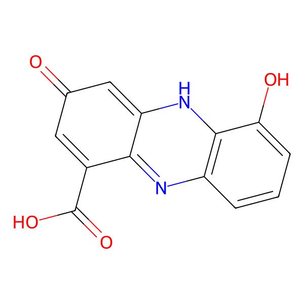 2D Structure of 6-hydroxy-3-oxo-5H-phenazine-1-carboxylic acid