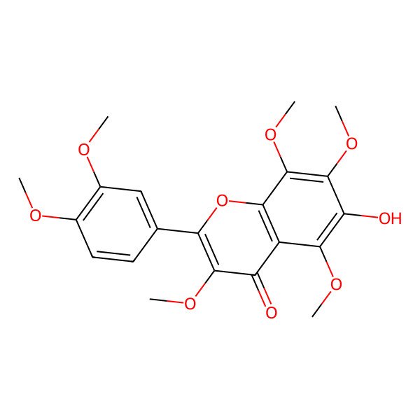 2D Structure of 6-Hydroxy-3,3',4',5,7,8-hexamethoxyflavone