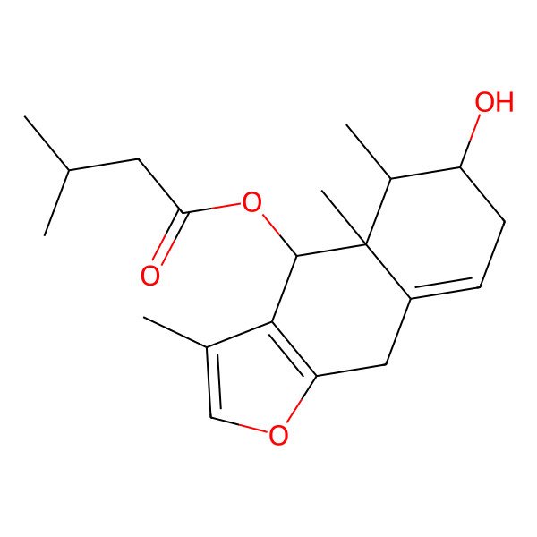 2D Structure of (6-hydroxy-3,4a,5-trimethyl-5,6,7,9-tetrahydro-4H-benzo[f][1]benzofuran-4-yl) 3-methylbutanoate