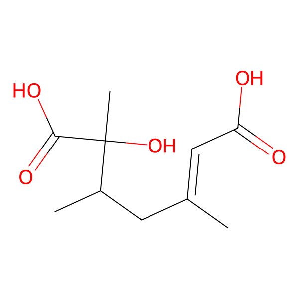 2D Structure of 6-Hydroxy-3,5,6-trimethylhept-2-enedioic acid 2D Structure of 6-Hydroxy-3,5,6-trimethylhept-2-enedioic acid