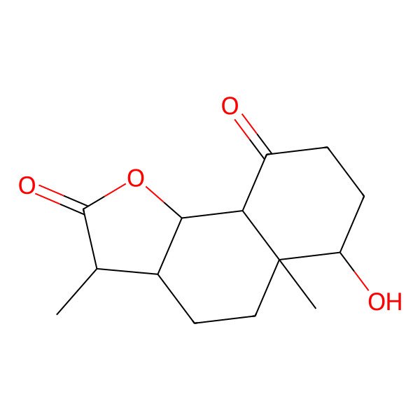 2D Structure of 6-hydroxy-3,5a-dimethyl-3a,4,5,6,7,8,9a,9b-octahydro-3H-benzo[g][1]benzofuran-2,9-dione