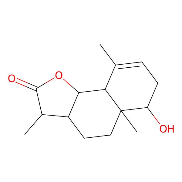 2D Structure of 6-Hydroxy-3,5a,9-trimethyl-3,3a,4,5,6,7,9a,9b-octahydrobenzo[g][1]benzofuran-2-one