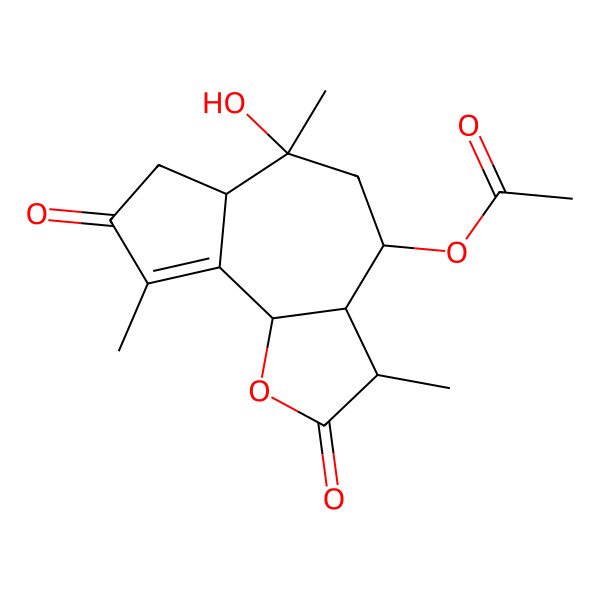 2D Structure of (6-hydroxy-3,6,9-trimethyl-2,8-dioxo-3a,4,5,6a,7,9b-hexahydro-3H-azuleno[4,5-b]furan-4-yl) acetate