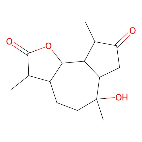 2D Structure of 6-hydroxy-3,6,9-trimethyl-3a,4,5,6a,7,9,9a,9b-octahydro-3H-azuleno[4,5-b]furan-2,8-dione