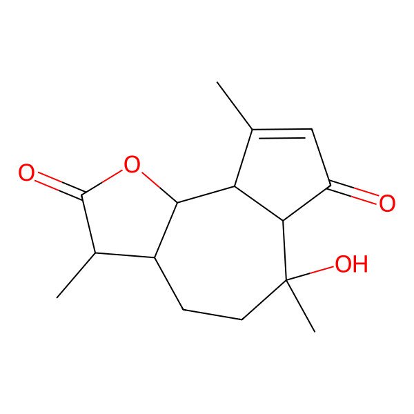 2D Structure of 6-hydroxy-3,6,9-trimethyl-3a,4,5,6a,9a,9b-hexahydro-3H-azuleno[4,5-b]furan-2,7-dione