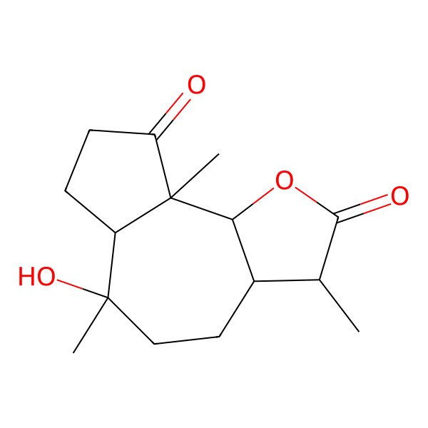 2D Structure of 6-Hydroxy-3,6,9a-trimethyl-3,3a,4,5,6a,7,8,9b-octahydroazuleno[8,7-b]furan-2,9-dione